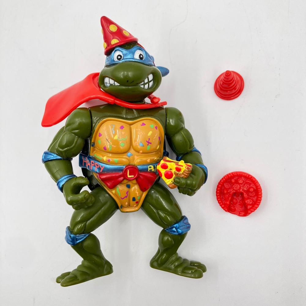 Vtg 1992 TMNT Leonardo Birthday Party Turtle Action Figure Playmate Toy COMPLETE